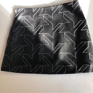 🤍- Helmut lang side zipper leather mini skirt